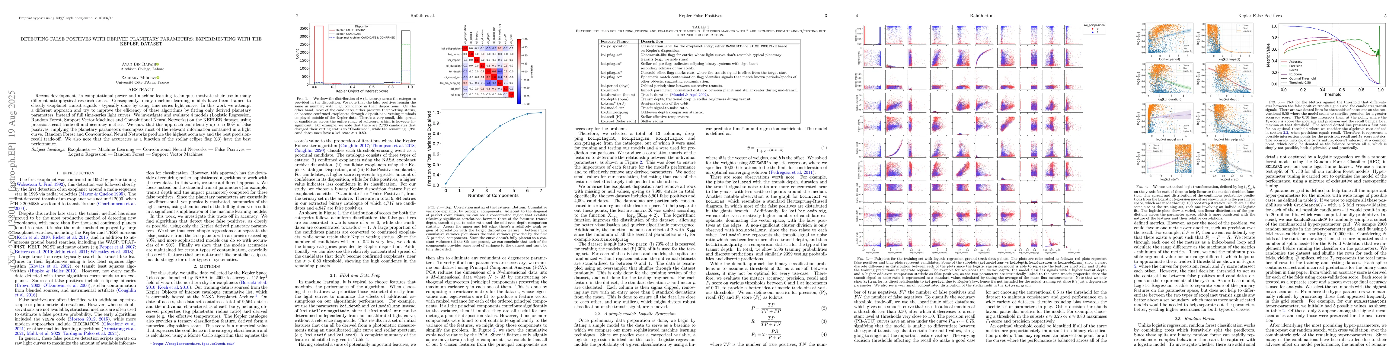 Thumbnail for Detecting False Positives With Derived Planetary Parameters:
  Experimenting with the KEPLER Dataset