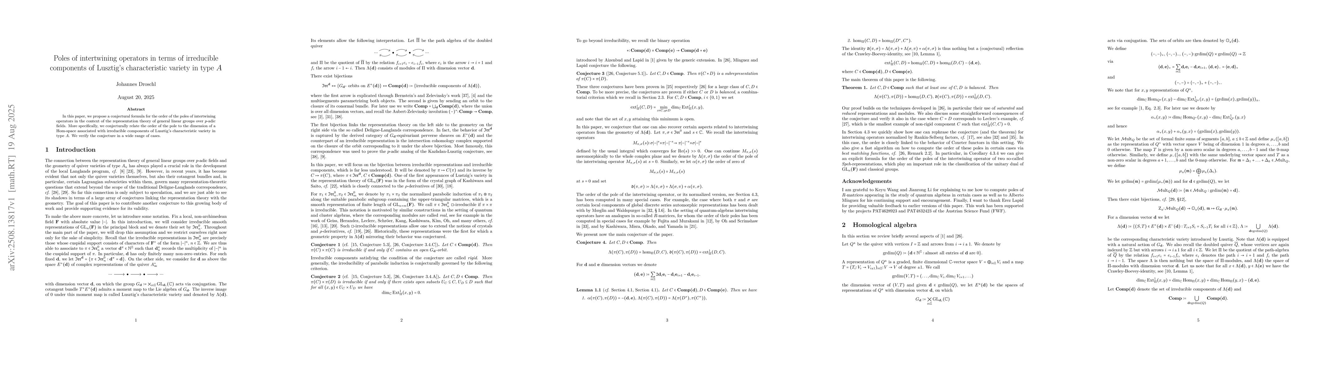 Thumbnail for Poles of intertwining operators in terms of irreducible components of
  Lusztig's characteristic variety in type A