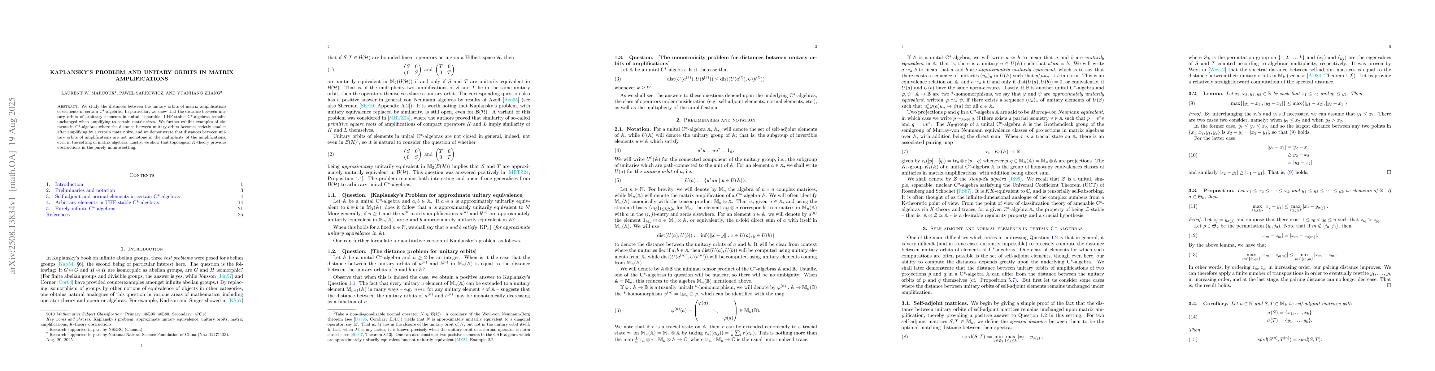 Thumbnail for Kaplansky's problem and unitary orbits in matrix amplifications