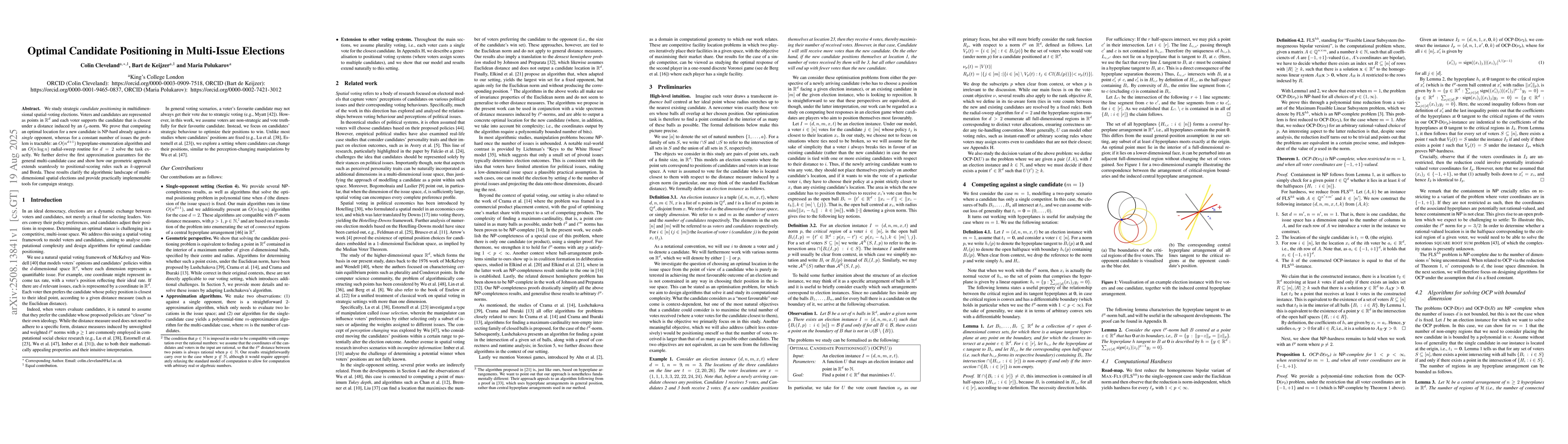 Thumbnail for Optimal Candidate Positioning in Multi-Issue Elections