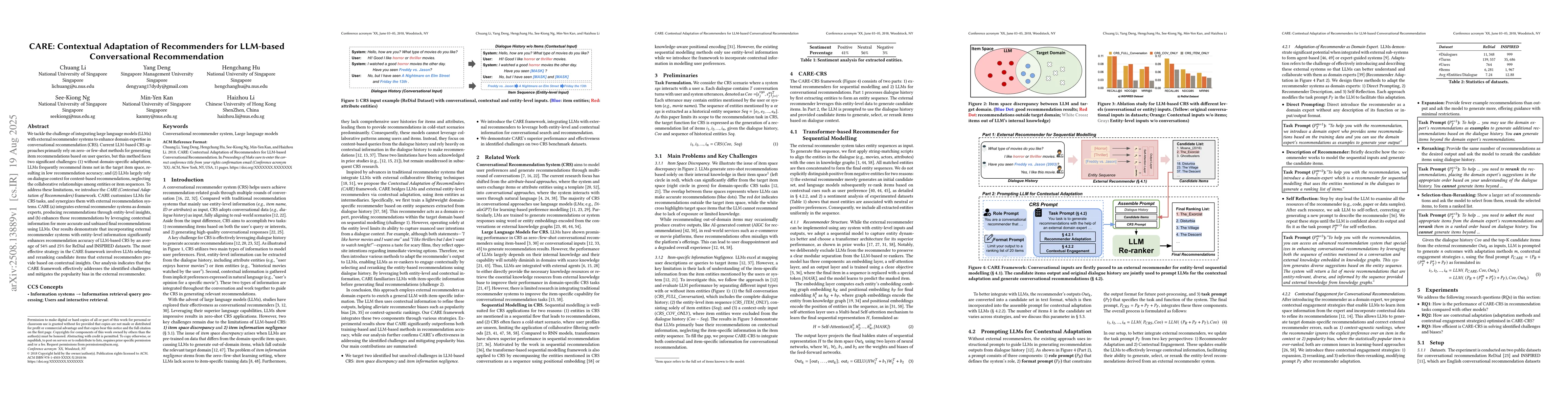 Thumbnail for CARE: Contextual Adaptation of Recommenders for LLM-based Conversational
  Recommendation