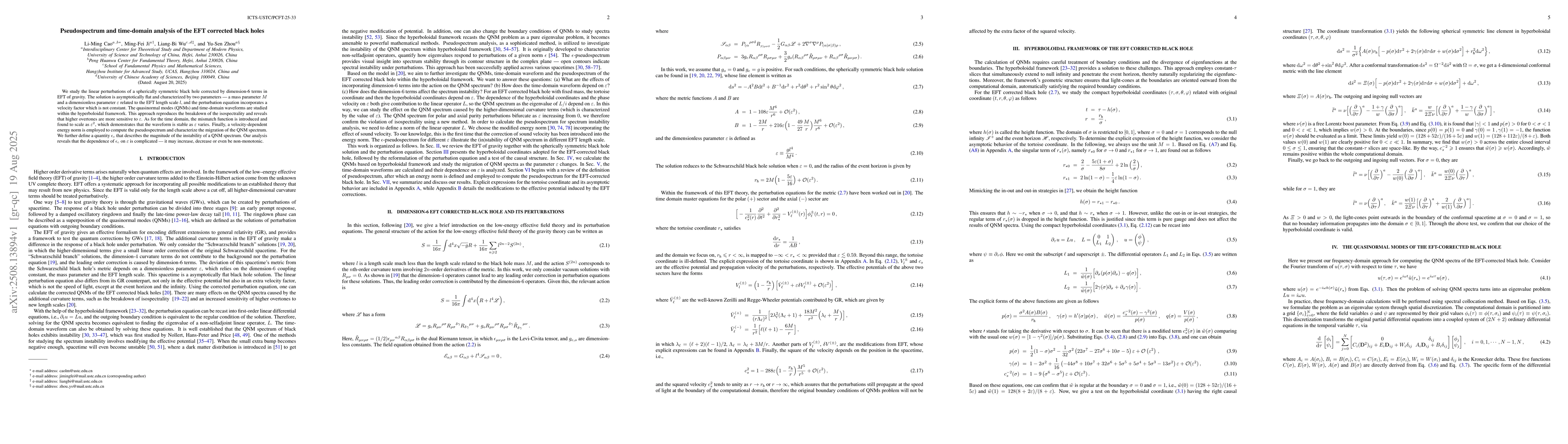 Thumbnail for Pseudospectrum and time-domain analysis of the EFT corrected black holes