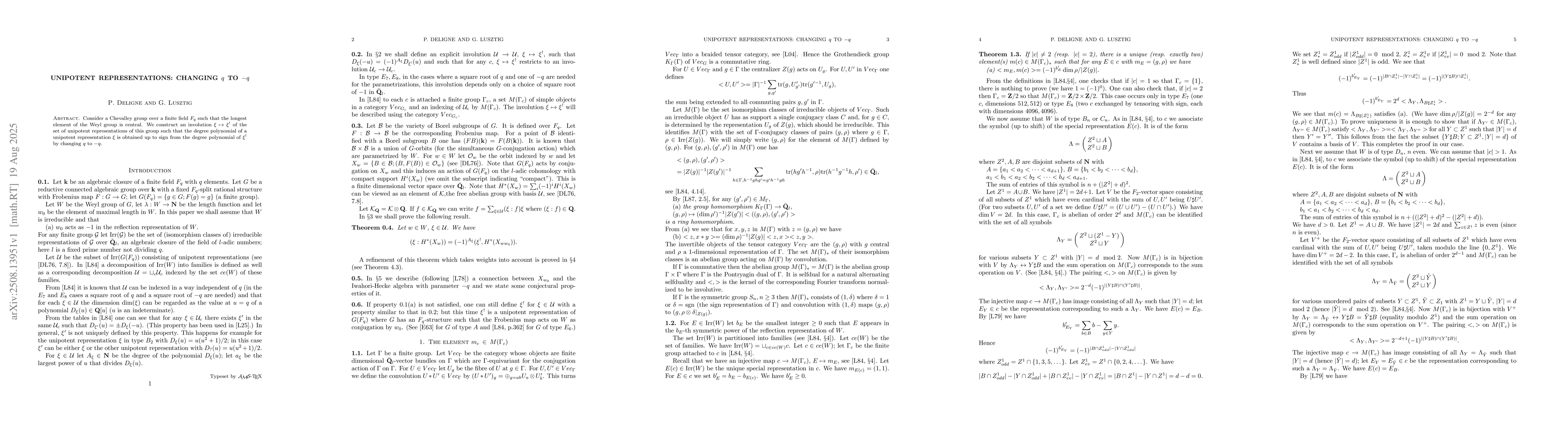 Thumbnail for Unipotent representations: changing q to -q