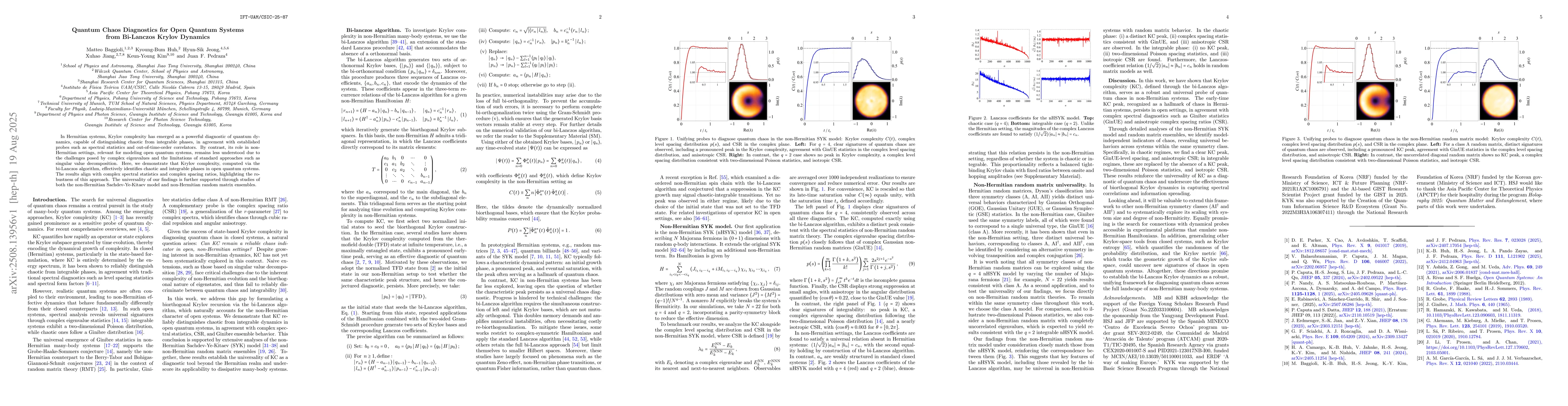 Thumbnail for Quantum Chaos Diagnostics for Open Quantum Systems from Bi-Lanczos
  Krylov Dynamics