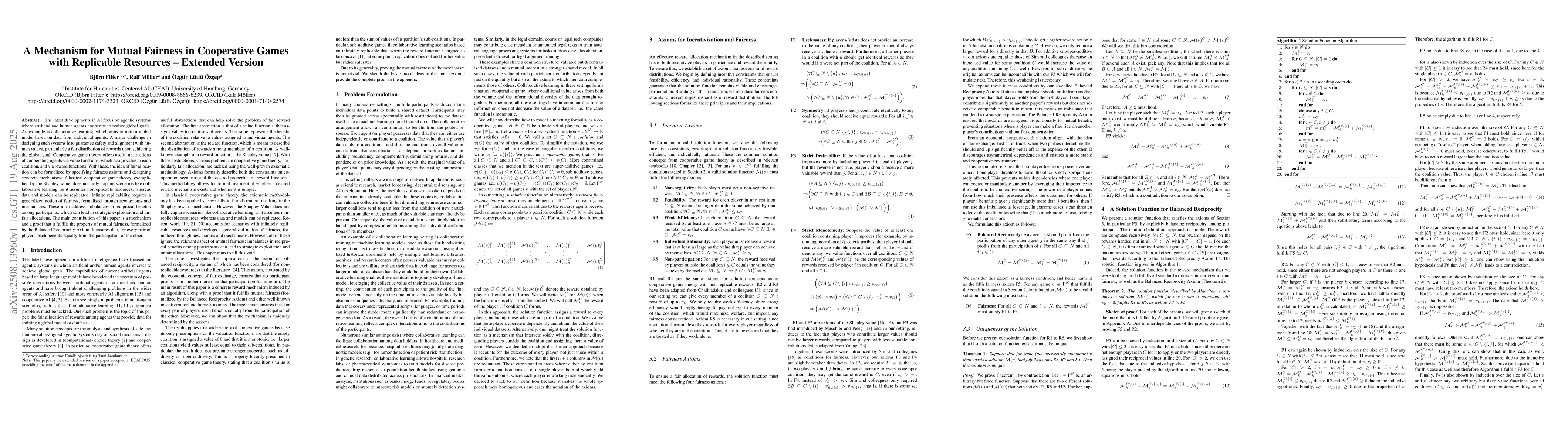 Thumbnail for A Mechanism for Mutual Fairness in Cooperative Games with Replicable
  Resources -- Extended Version