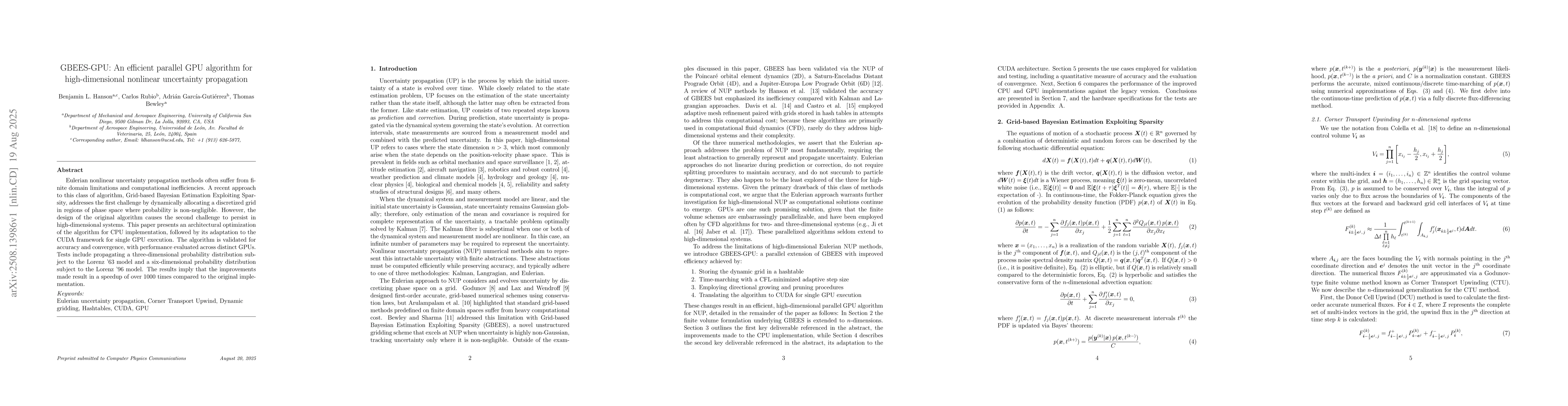 Thumbnail for GBEES-GPU: An efficient parallel GPU algorithm for high-dimensional
  nonlinear uncertainty propagation