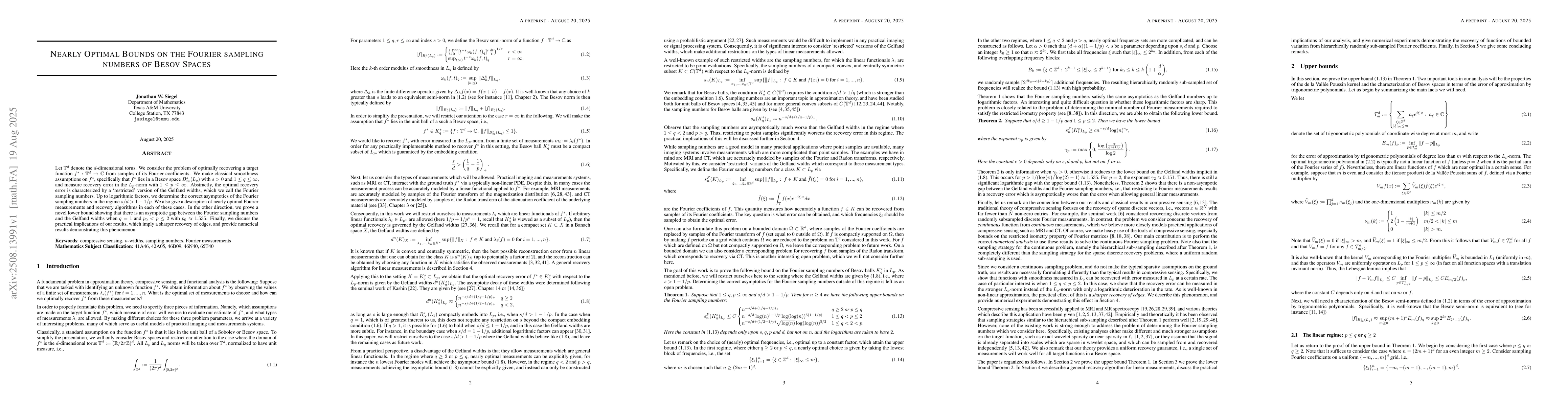 Thumbnail for Nearly Optimal Bounds on the Fourier sampling numbers of Besov Spaces