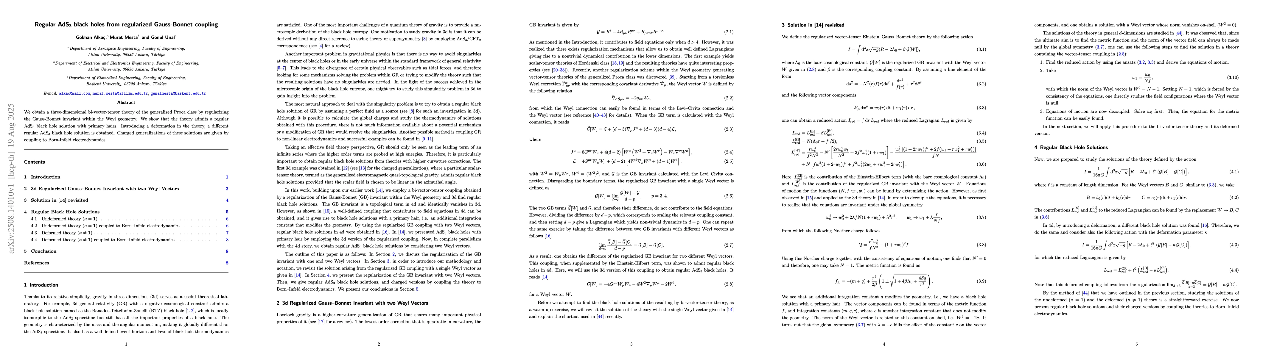Thumbnail for Regular AdS$_3$ black holes from regularized Gauss-Bonnet coupling