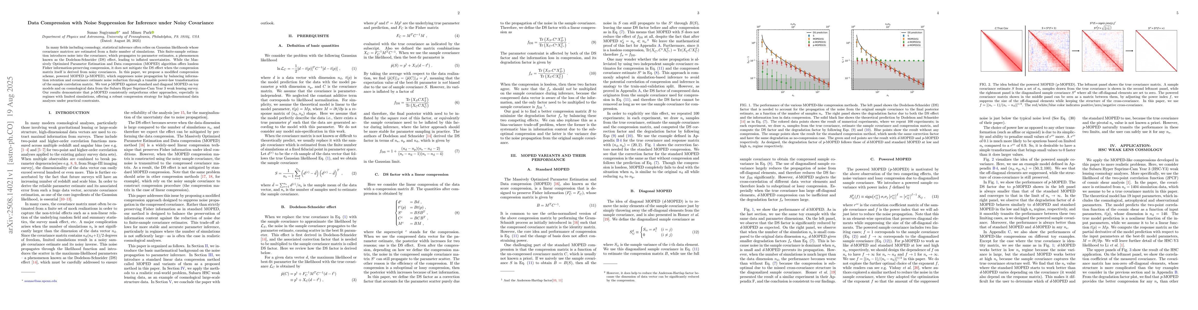 Thumbnail for Data Compression with Noise Suppression for Inference under Noisy
  Covariance