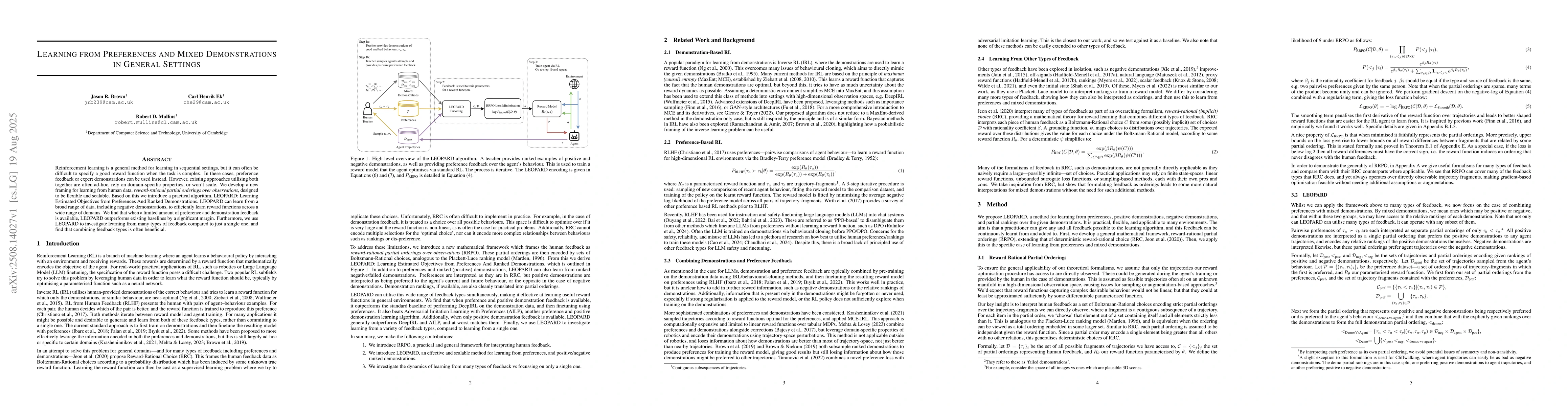 Thumbnail for Learning from Preferences and Mixed Demonstrations in General Settings