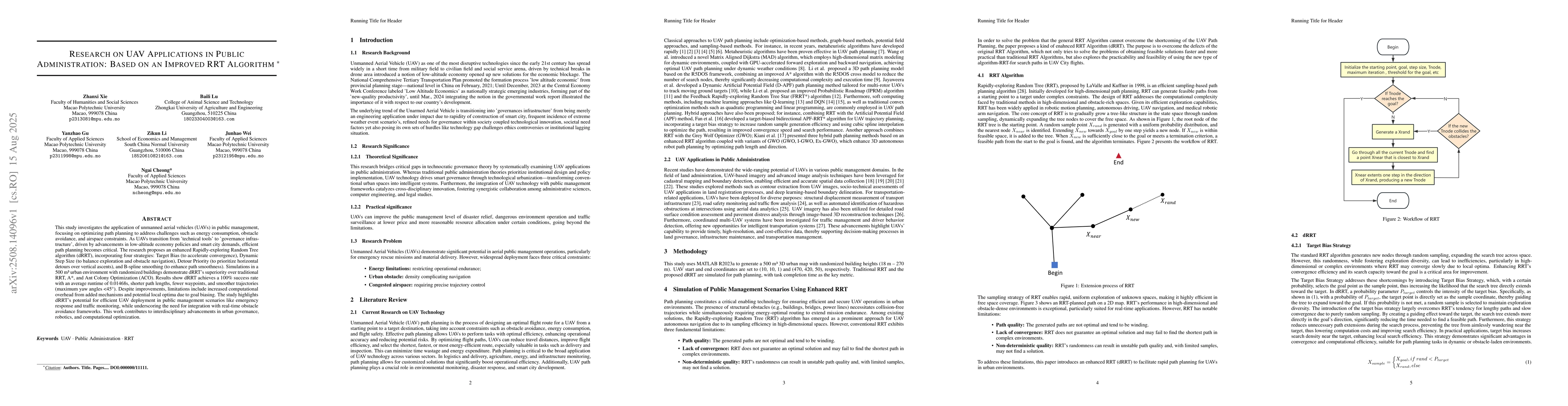 Thumbnail for Research on UAV Applications in Public Administration: Based on an
  Improved RRT Algorithm