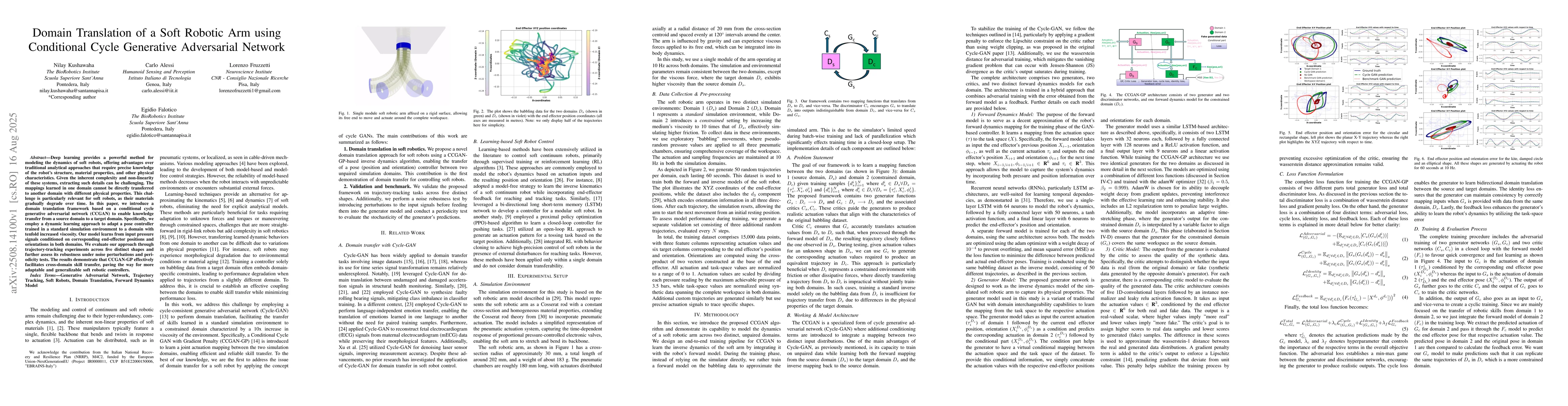 Thumbnail for Domain Translation of a Soft Robotic Arm using Conditional Cycle
  Generative Adversarial Network
