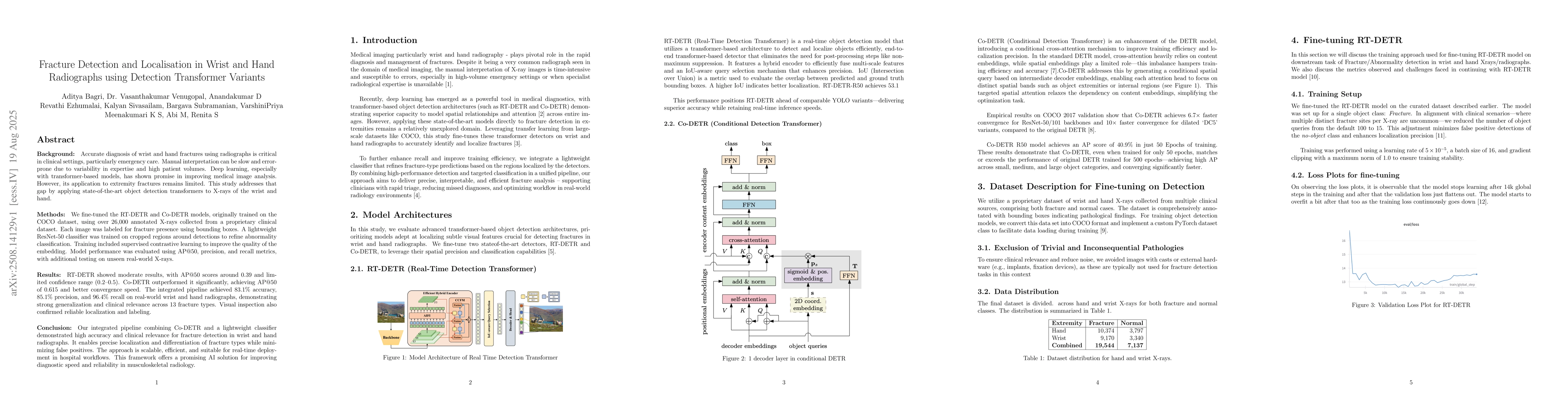 Thumbnail for Fracture Detection and Localisation in Wrist and Hand Radiographs using
  Detection Transformer Variants