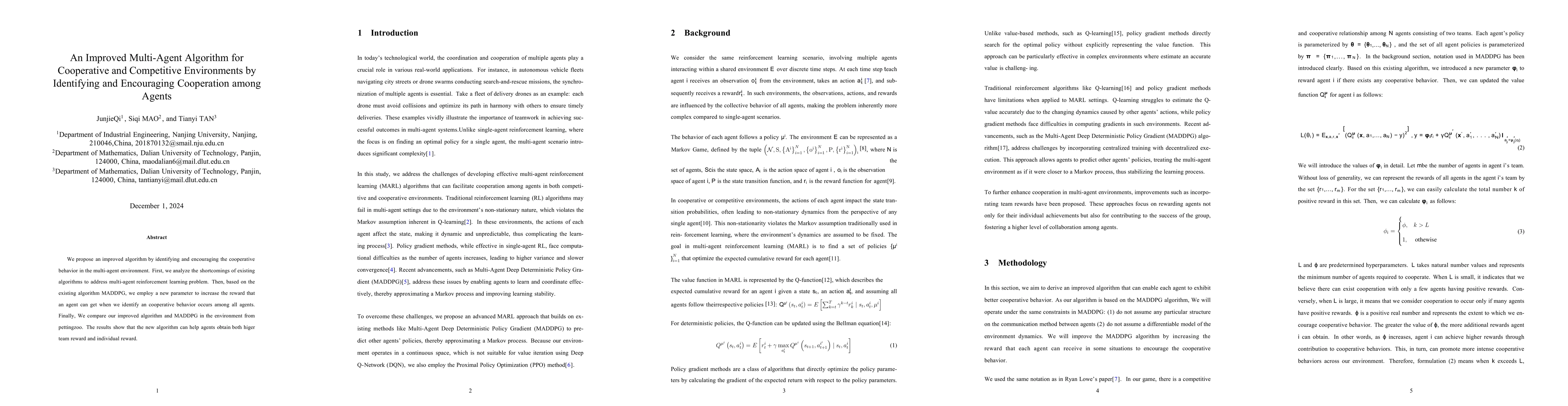 Thumbnail for An Improved Multi-Agent Algorithm for Cooperative and Competitive
  Environments by Identifying and Encouraging Cooperation among Agents