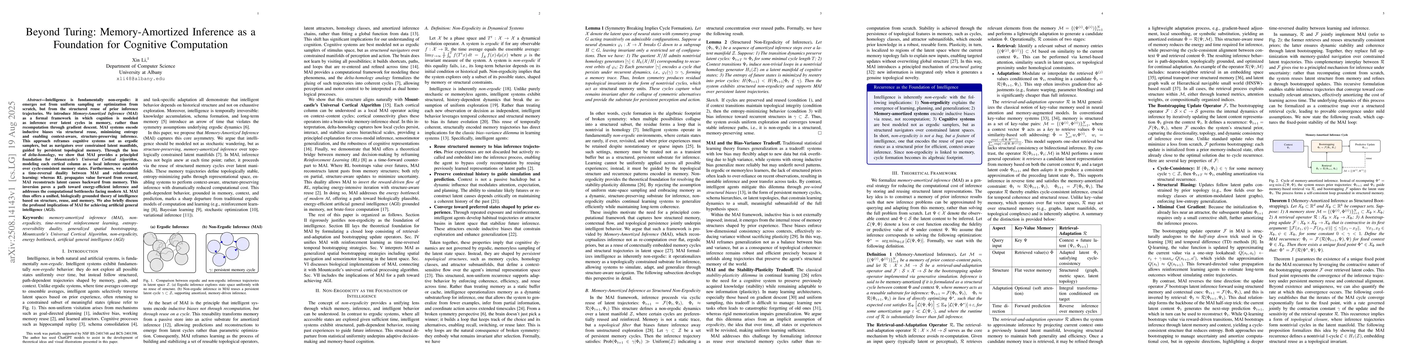 Thumbnail for Beyond Turing: Memory-Amortized Inference as a Foundation for Cognitive
  Computation