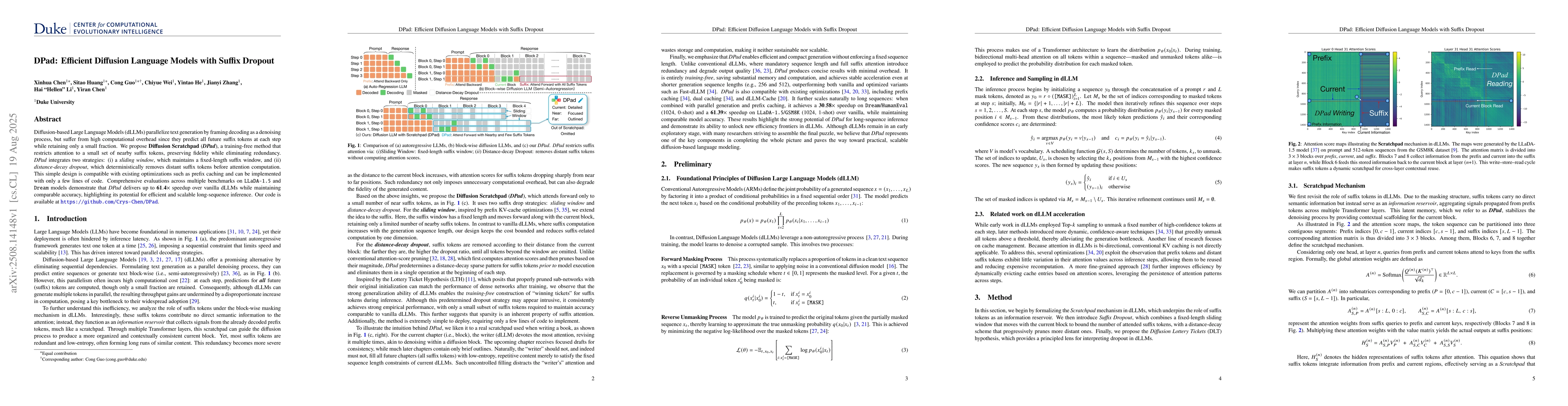 Thumbnail for DPad: Efficient Diffusion Language Models with Suffix Dropout
