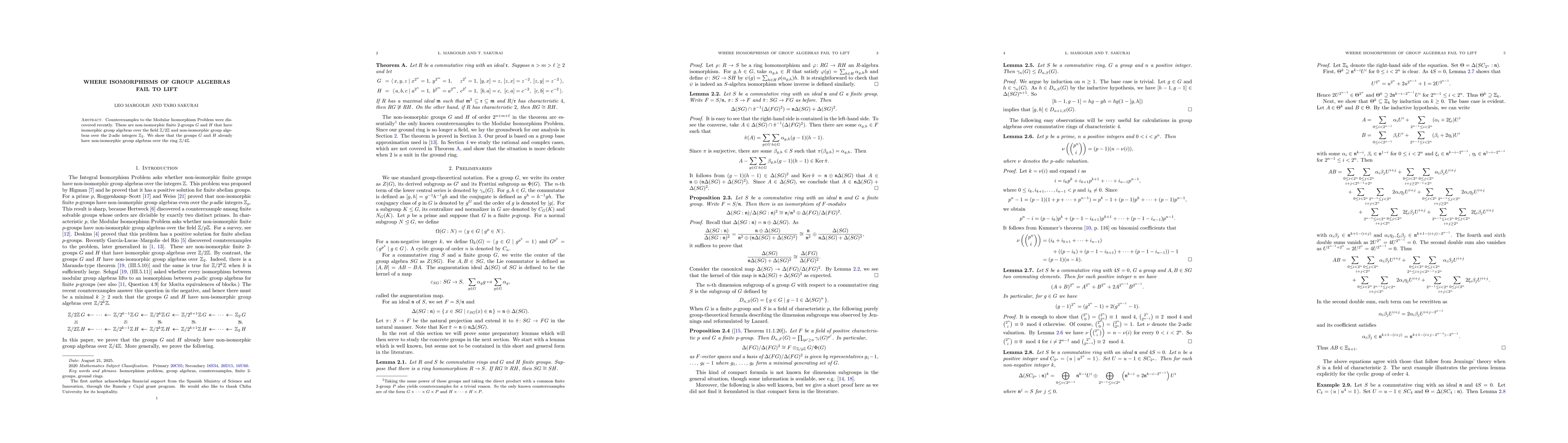 Thumbnail for Where isomorphisms of group algebras fail to lift