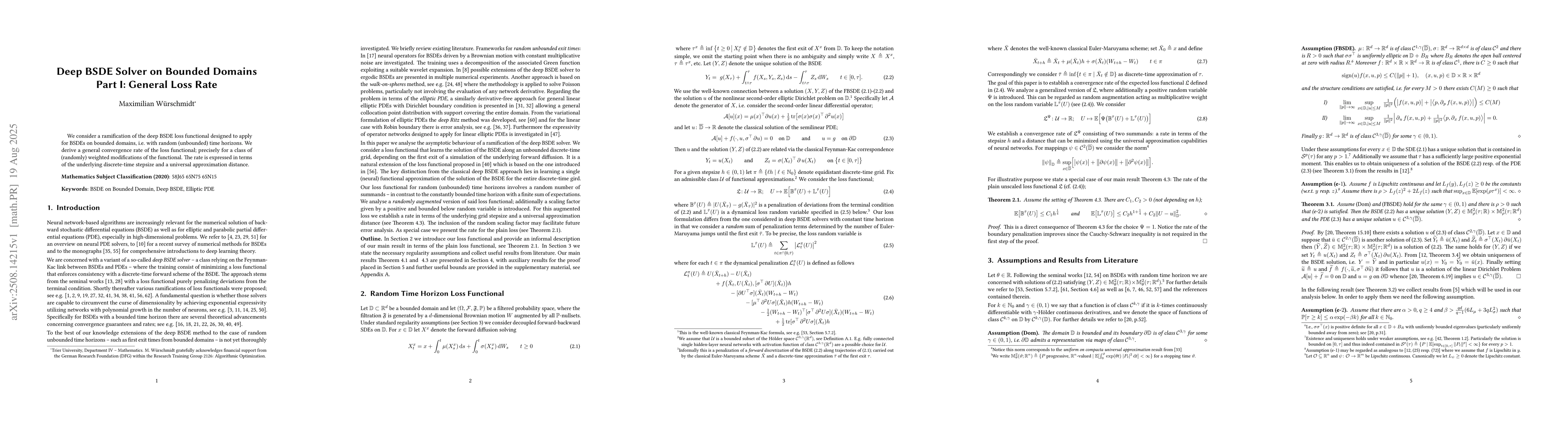 Thumbnail for Deep BSDE Solver on Bounded Domains Part I: General Loss Rate