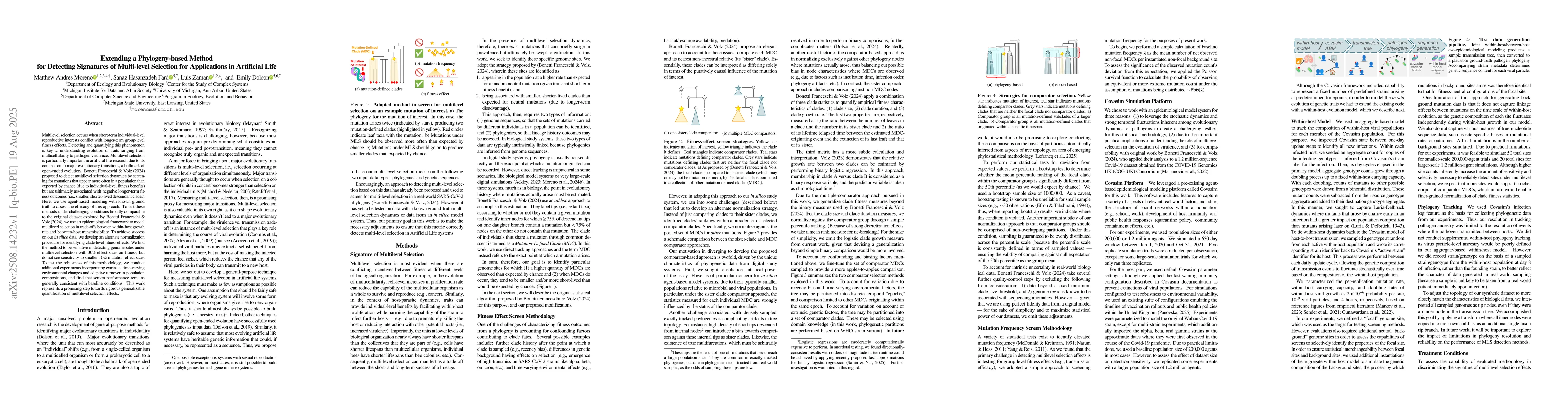 Thumbnail for Extending a Phylogeny-based Method for Detecting Signatures of
  Multi-level Selection for Applications in Artificial Life
