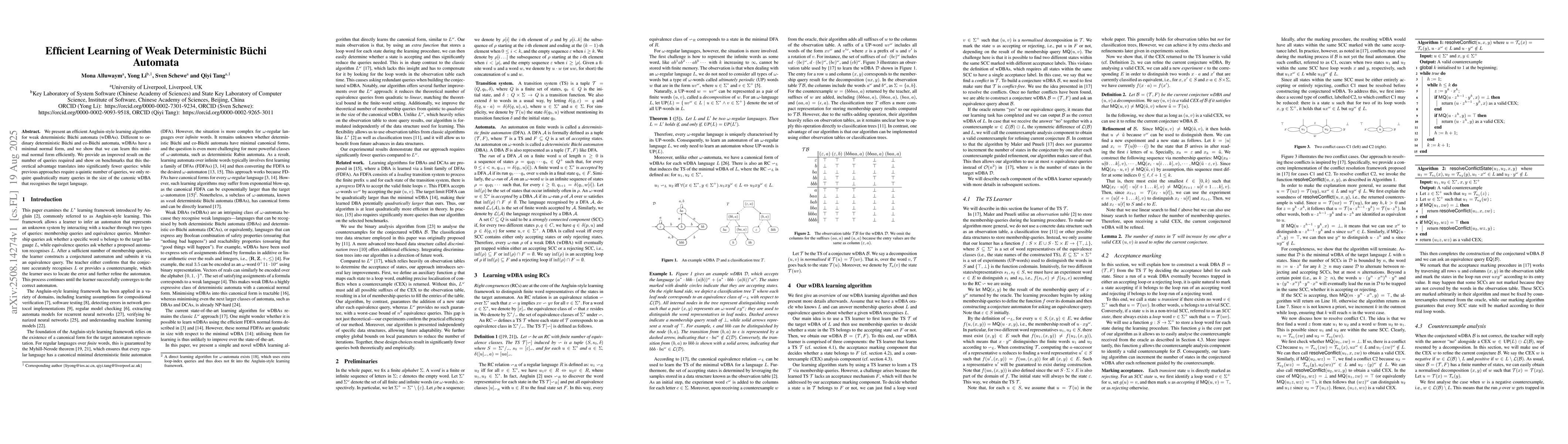 Thumbnail for Efficient Learning of Weak Deterministic BĂźchi Automata