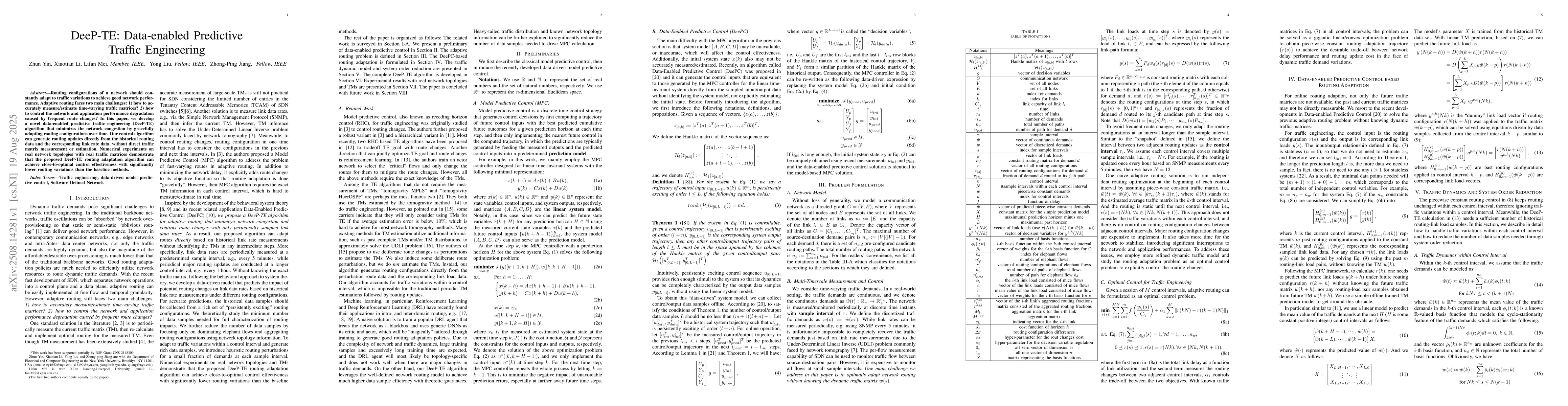 Thumbnail for DeeP-TE: Data-enabled Predictive Traffic Engineering