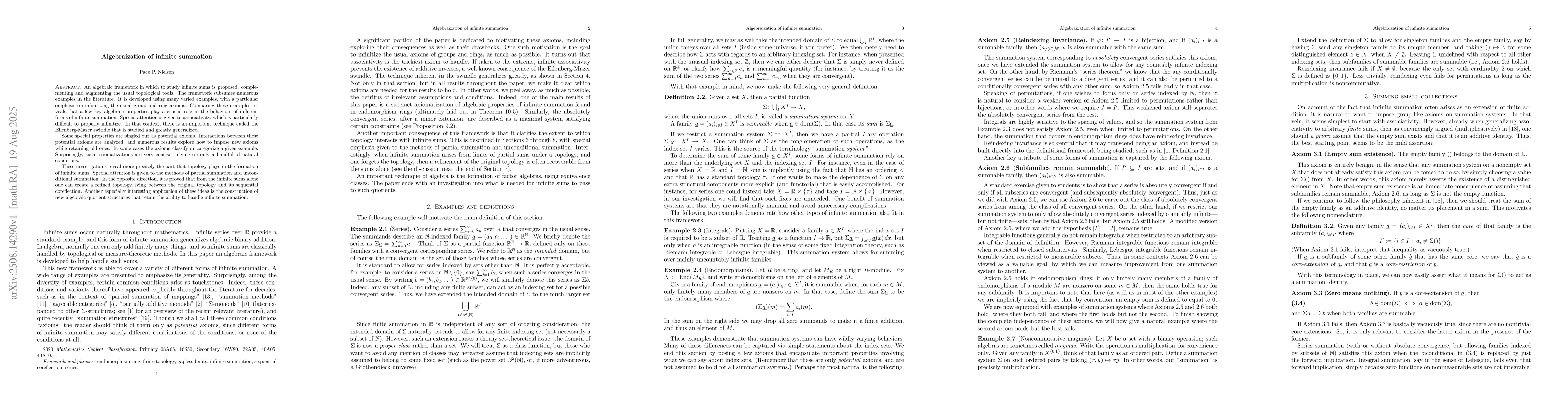 Thumbnail for Algebraization of infinite summation