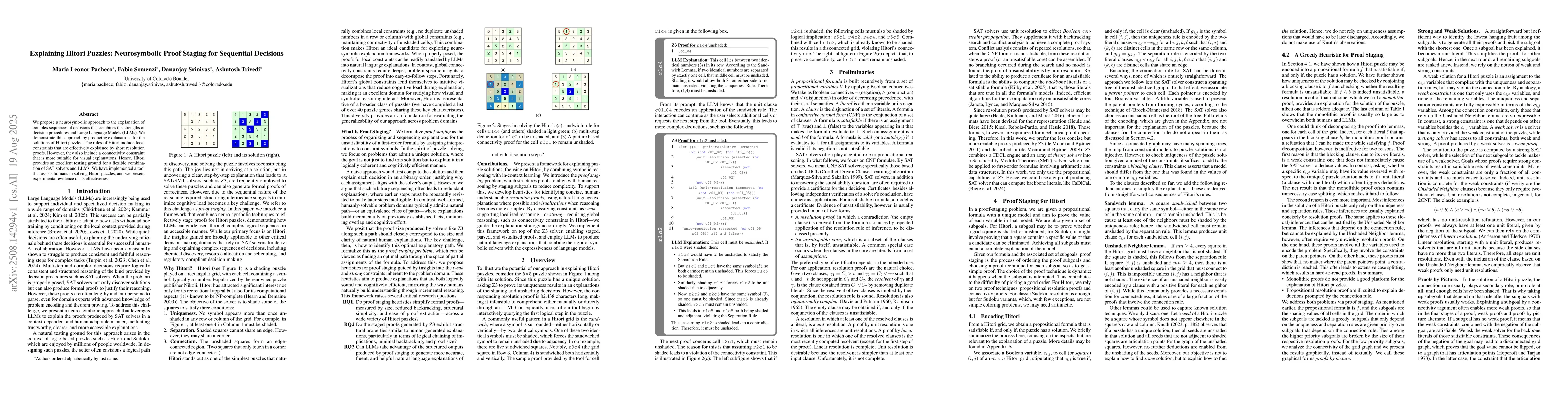 Thumbnail for Explaining Hitori Puzzles: Neurosymbolic Proof Staging for Sequential
  Decisions