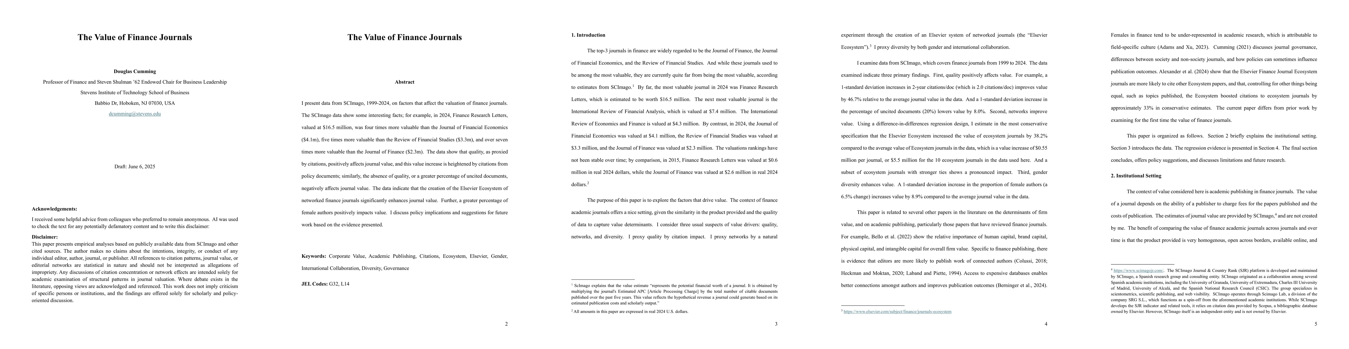 Thumbnail for The Value of Finance Journals