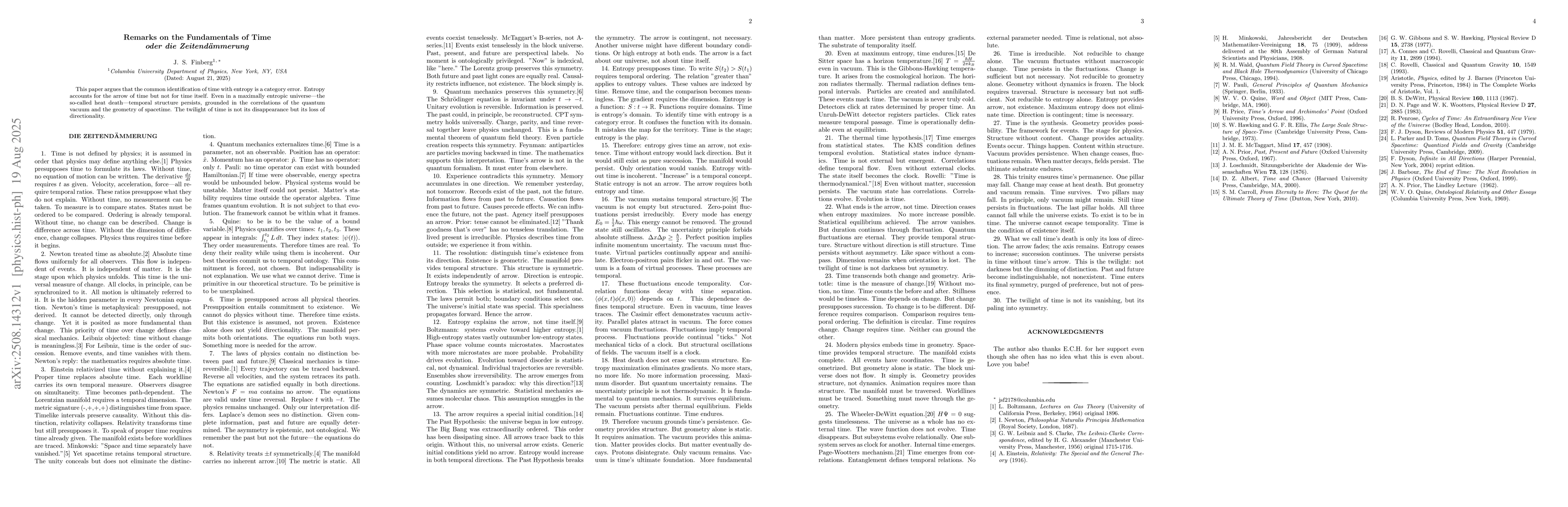 Thumbnail for Remarks on the Fundamentals of Time oder die Zeitendammerung