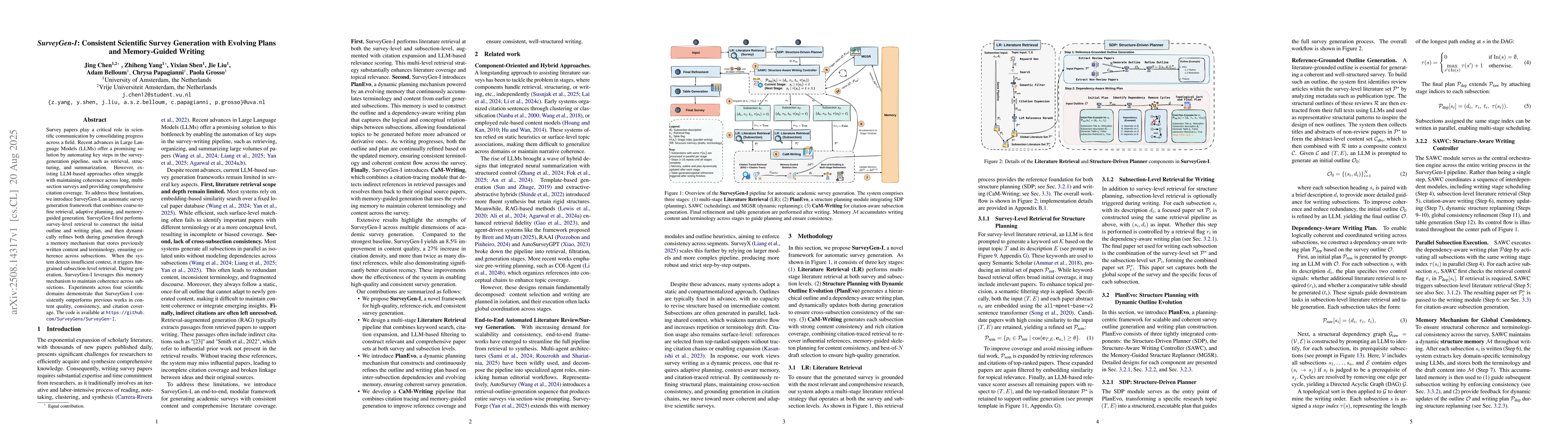 Thumbnail for SurveyGen-I: Consistent Scientific Survey Generation with Evolving Plans
  and Memory-Guided Writing