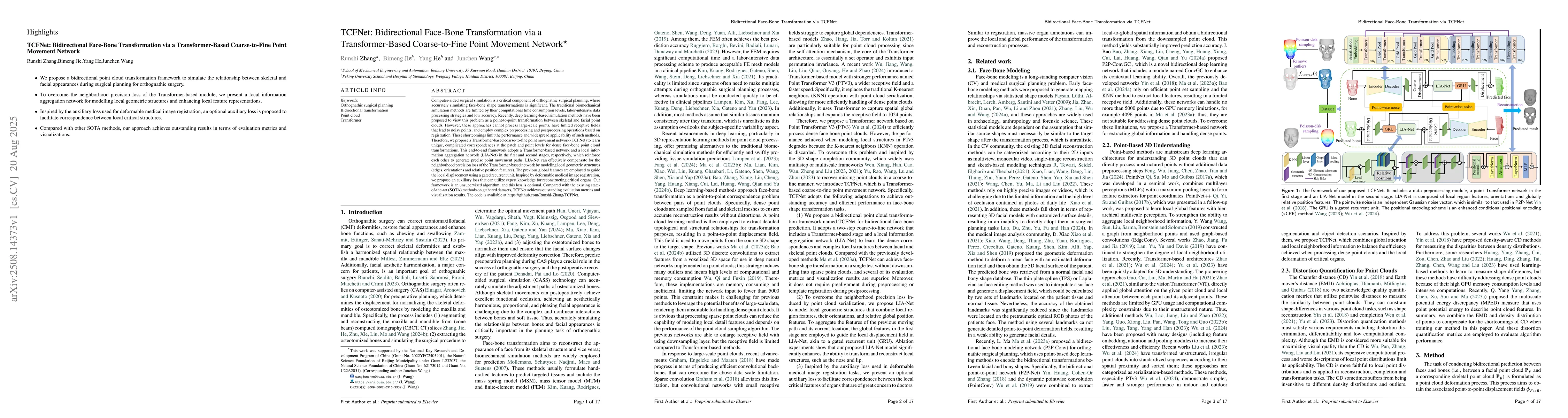 Thumbnail for TCFNet: Bidirectional face-bone transformation via a Transformer-based
  coarse-to-fine point movement network