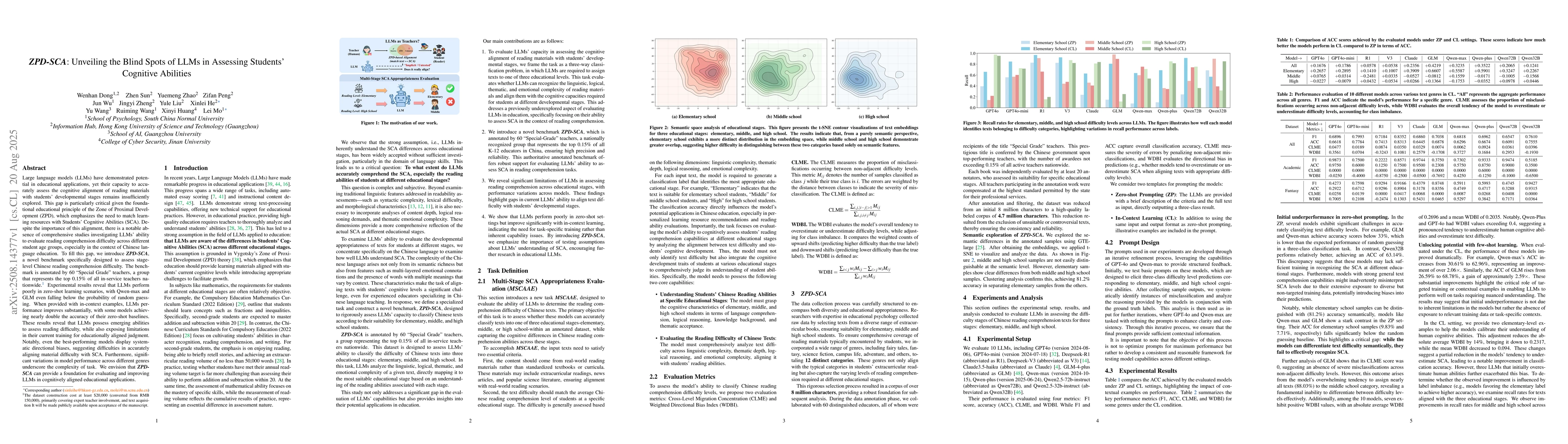 Thumbnail for ZPD-SCA: Unveiling the Blind Spots of LLMs in Assessing Students'
  Cognitive Abilities
