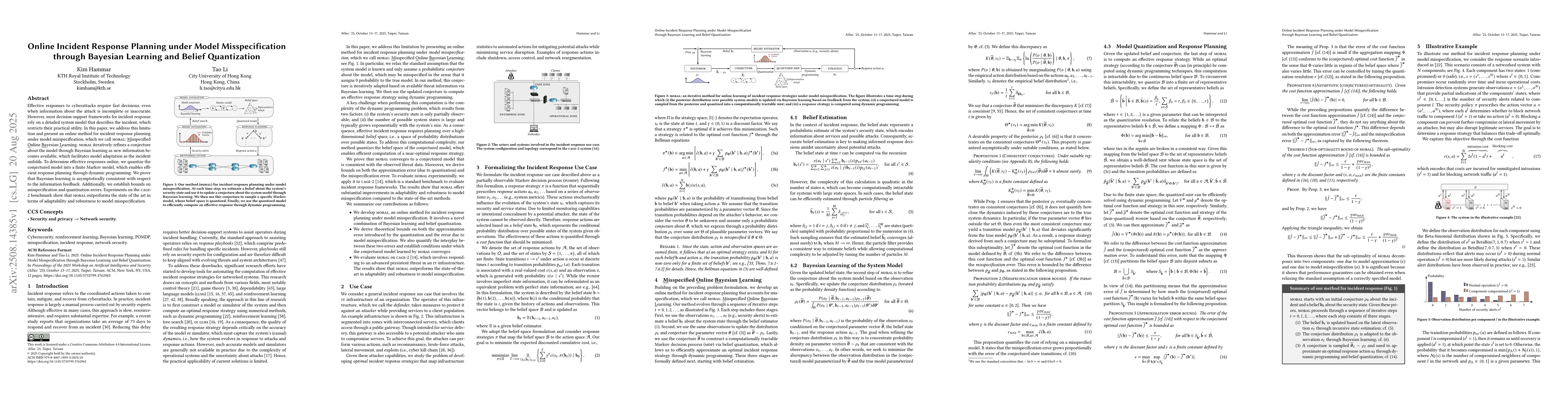 Thumbnail for Online Incident Response Planning under Model Misspecification through
  Bayesian Learning and Belief Quantization