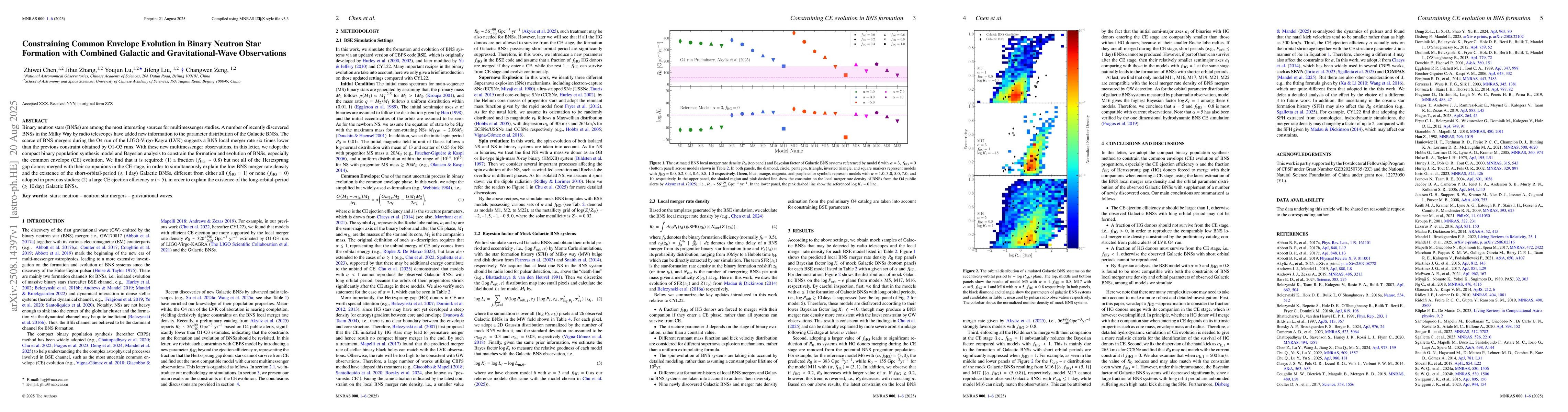 Thumbnail for Constraining Common Envelope Evolution in Binary Neutron Star Formation
  with Combined Galactic and Gravitational-Wave Observations