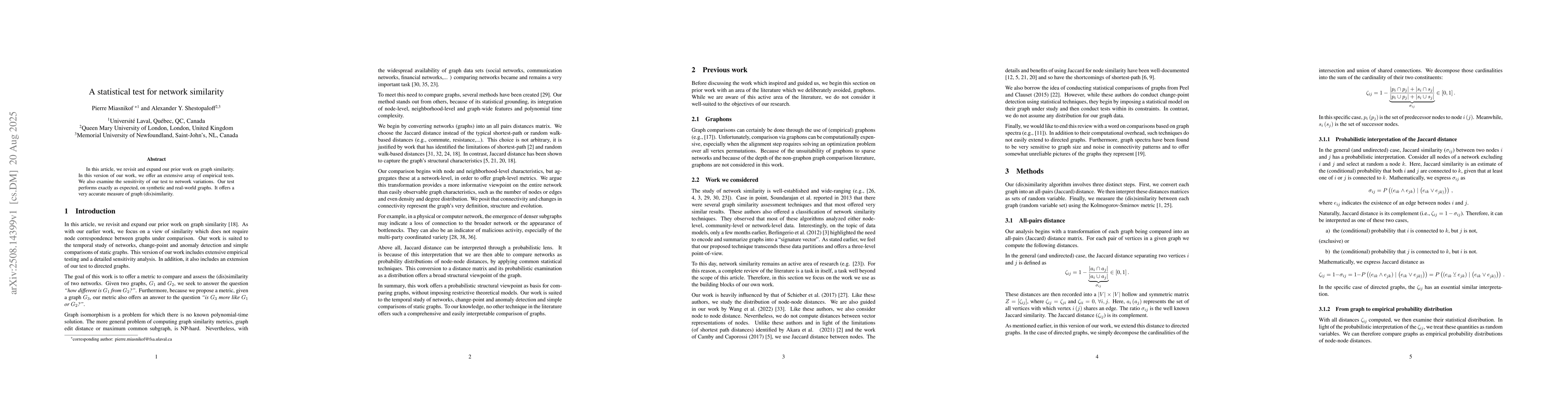 Thumbnail for A statistical test for network similarity