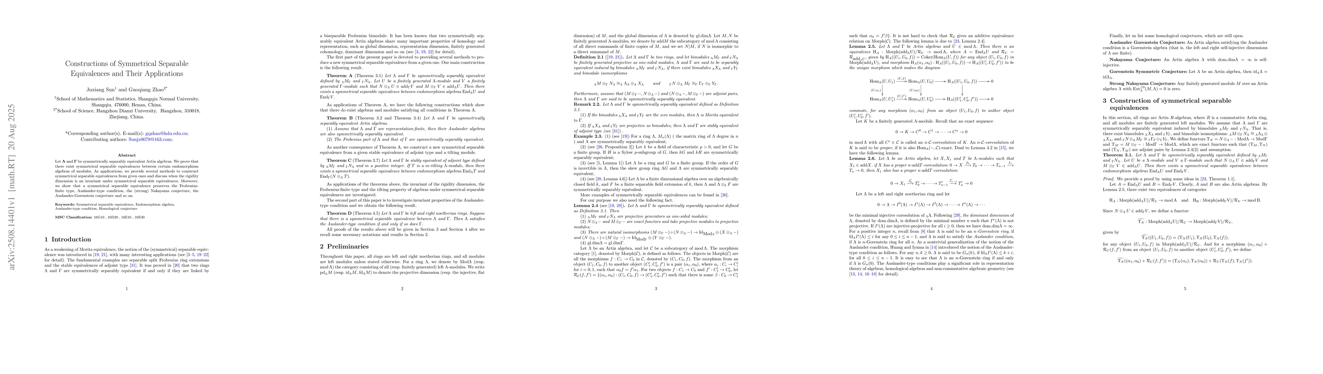 Thumbnail for Constructions of symmetric separable equivalences and their applications