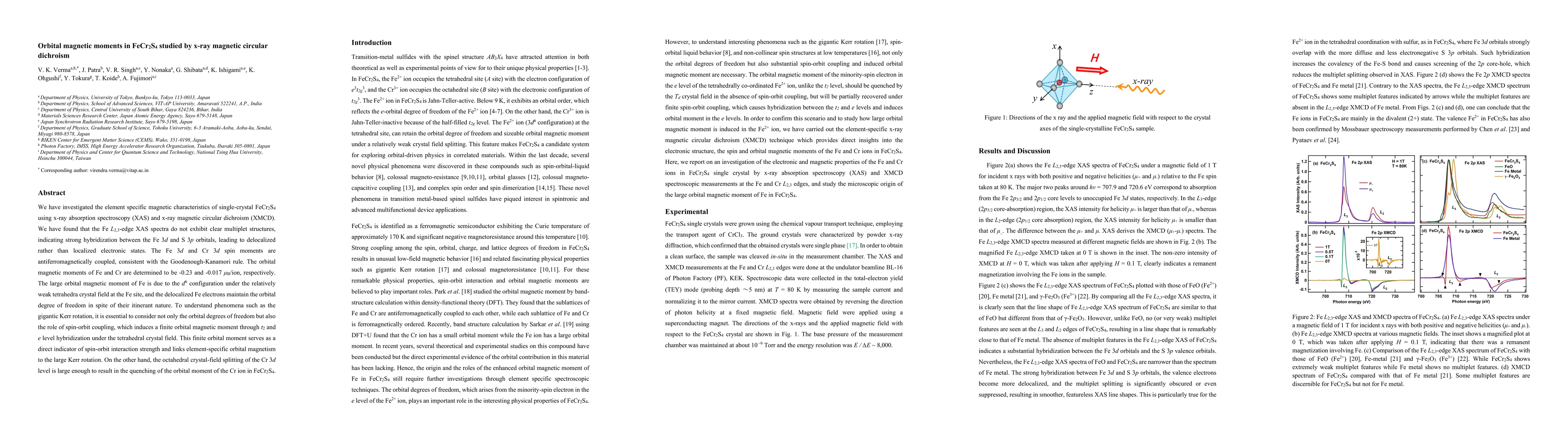 Thumbnail for Orbital magnetic moments in FeCr2S4 studied by x-ray magnetic circular
  dichroism