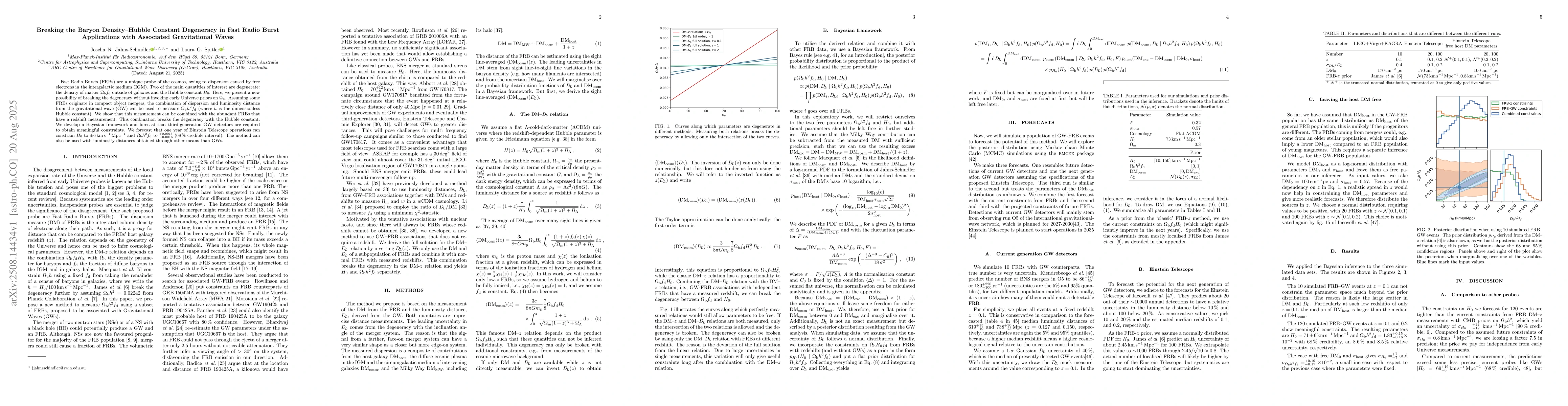 Thumbnail for Breaking the Baryon Density$\unicode{x2013}$Hubble Constant Degeneracy
  in Fast Radio Burst Applications with Associated Gravitational Waves