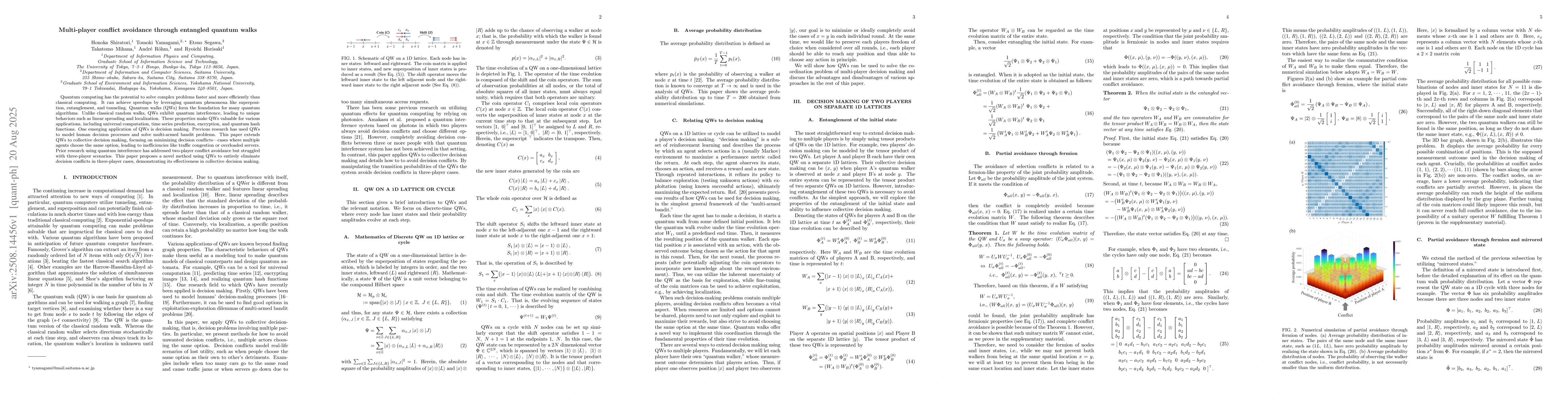 Thumbnail for Multi-player conflict avoidance through entangled quantum walks