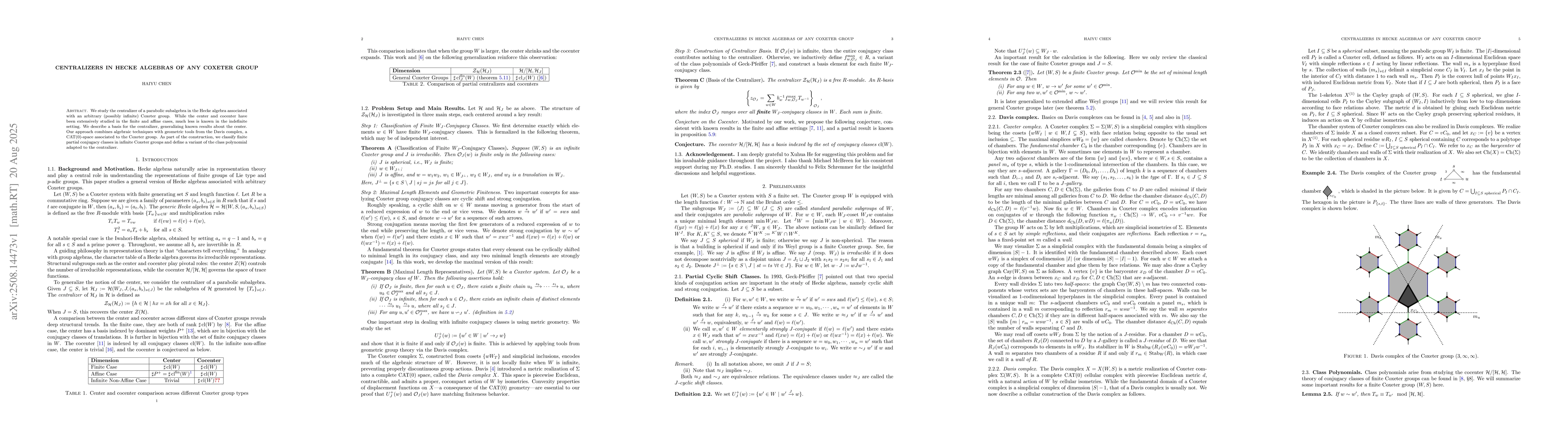 Thumbnail for Centralizers in Hecke Algebras of Any Coxeter Group