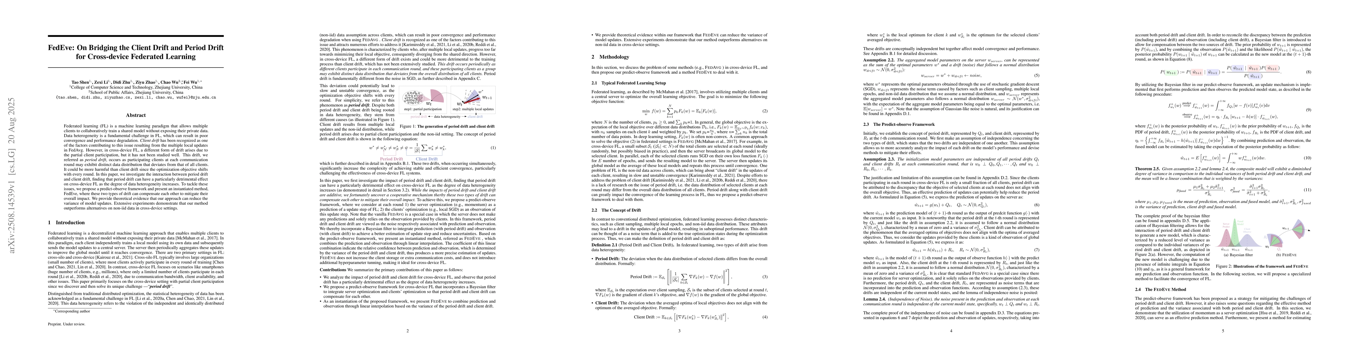 Thumbnail for FedEve: On Bridging the Client Drift and Period Drift for Cross-device
  Federated Learning