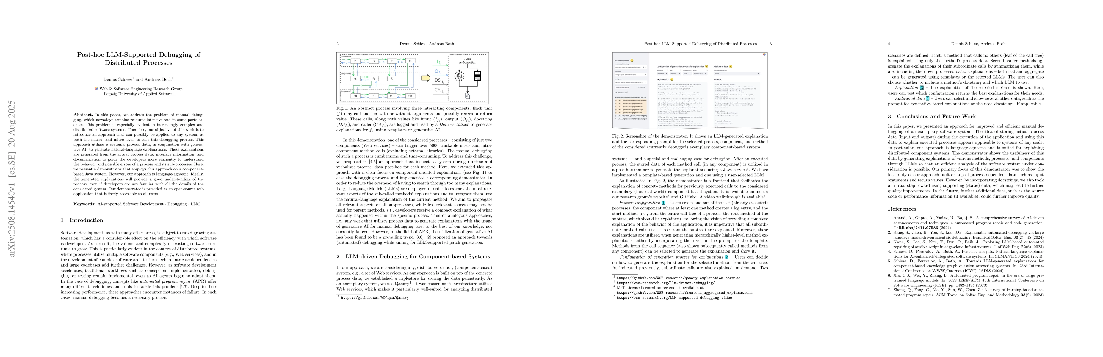 Thumbnail for Post-hoc LLM-Supported Debugging of Distributed Processes