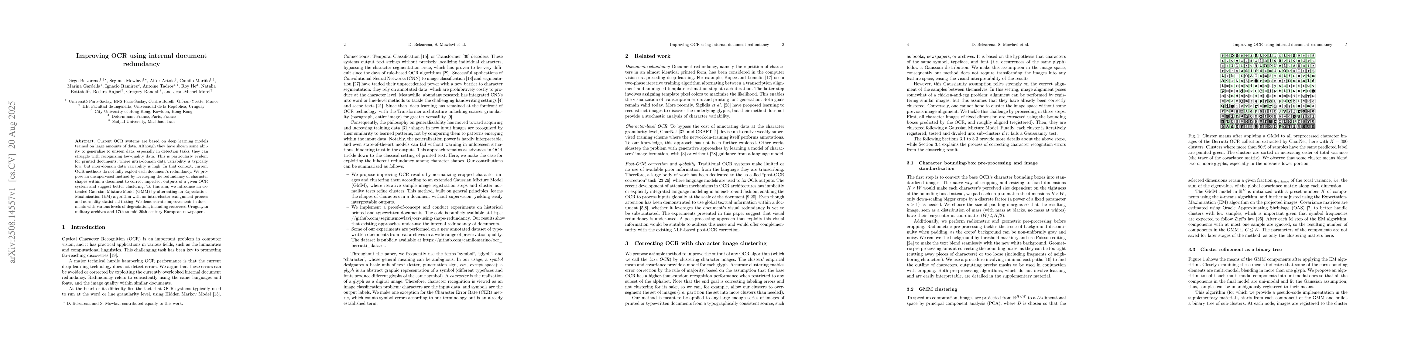 Thumbnail for Improving OCR using internal document redundancy