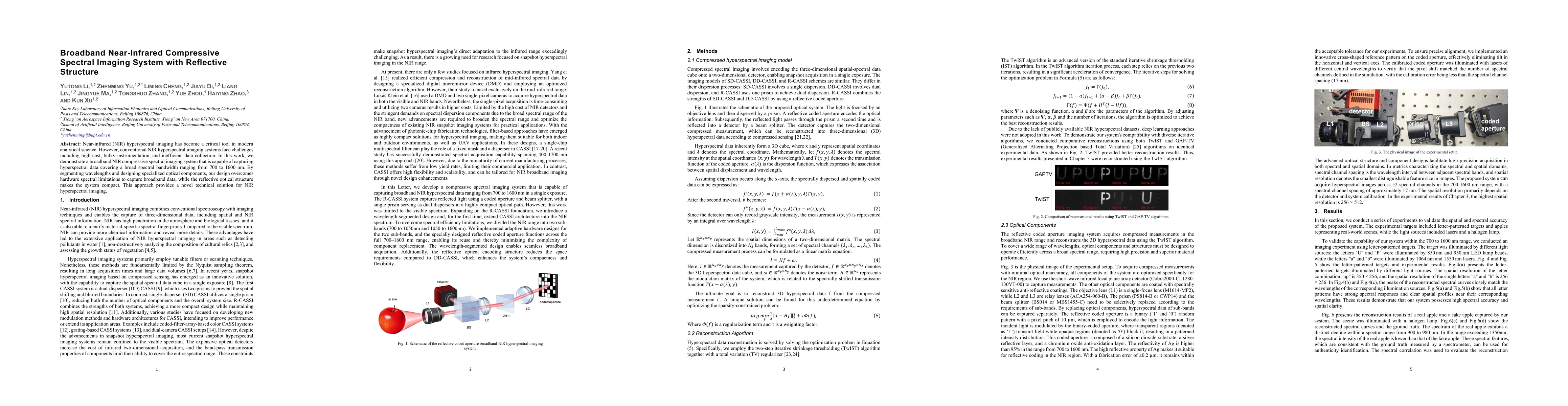 Thumbnail for Broadband Near-Infrared Compressive Spectral Imaging System with
  Reflective Structure