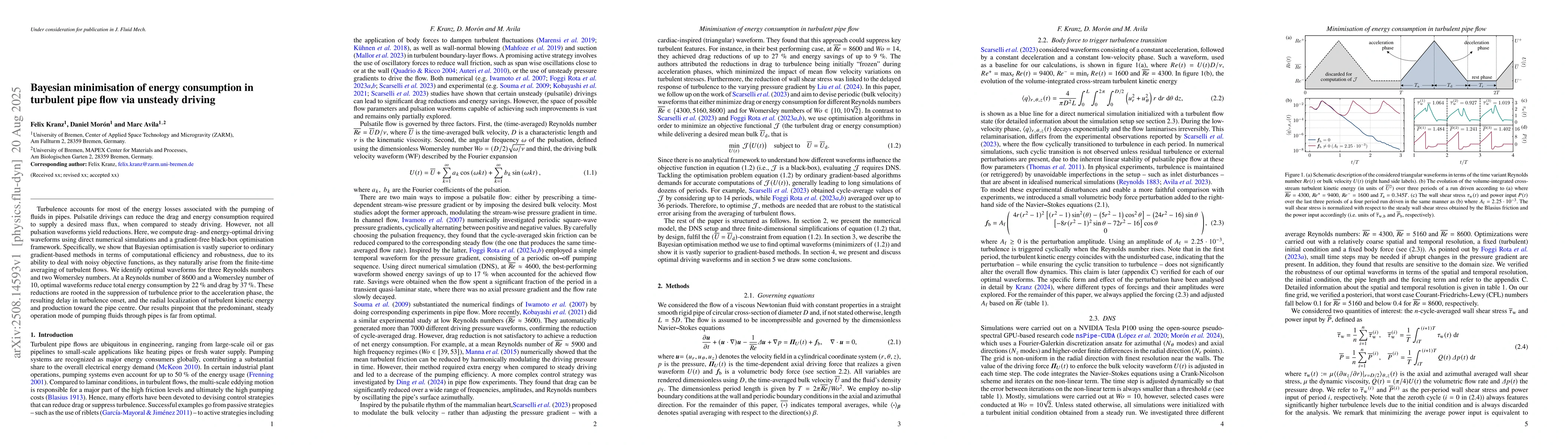 Thumbnail for Bayesian minimisation of energy consumption in turbulent pipe flow via
  unsteady driving