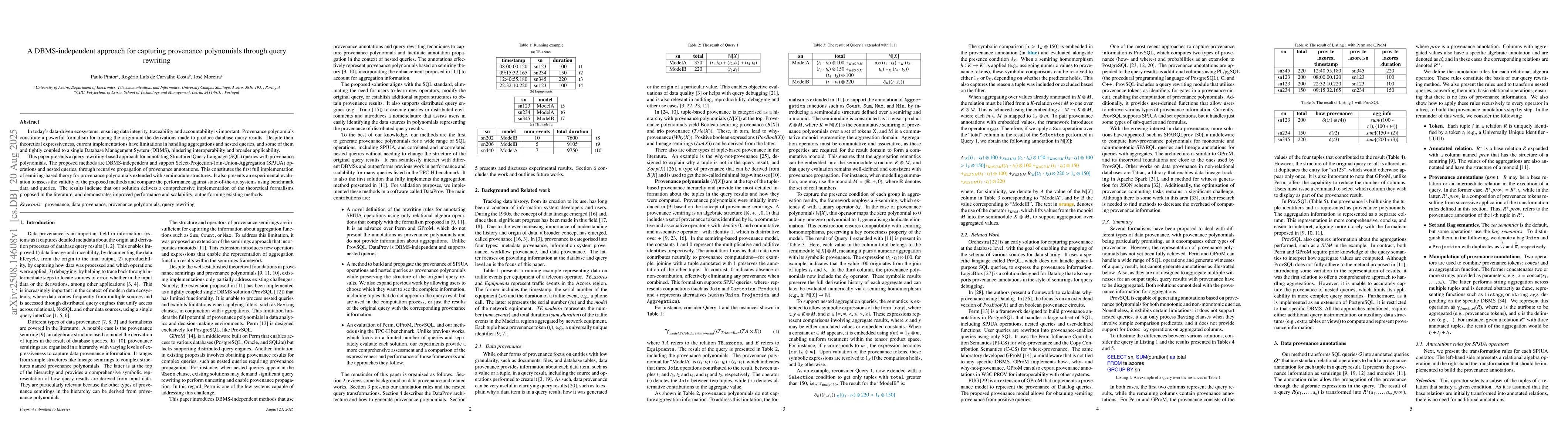 Thumbnail for A DBMS-independent approach for capturing provenance polynomials through
  query rewriting