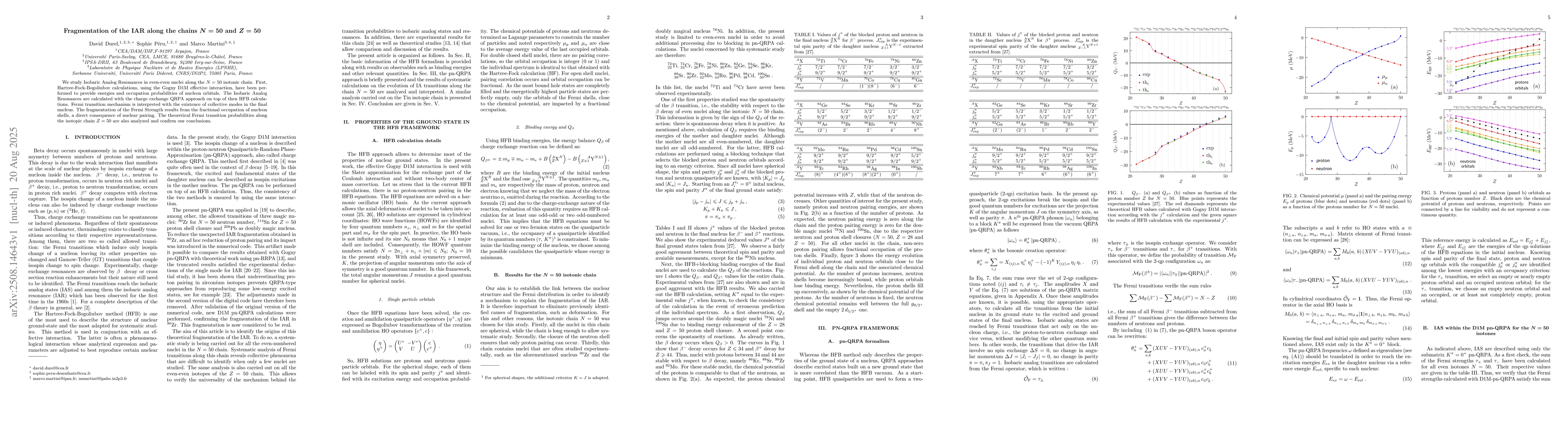 Thumbnail for Fragmentation of the IAR along the chains $ \boldsymbol{N=50} $ and $
  \boldsymbol{Z=50} $