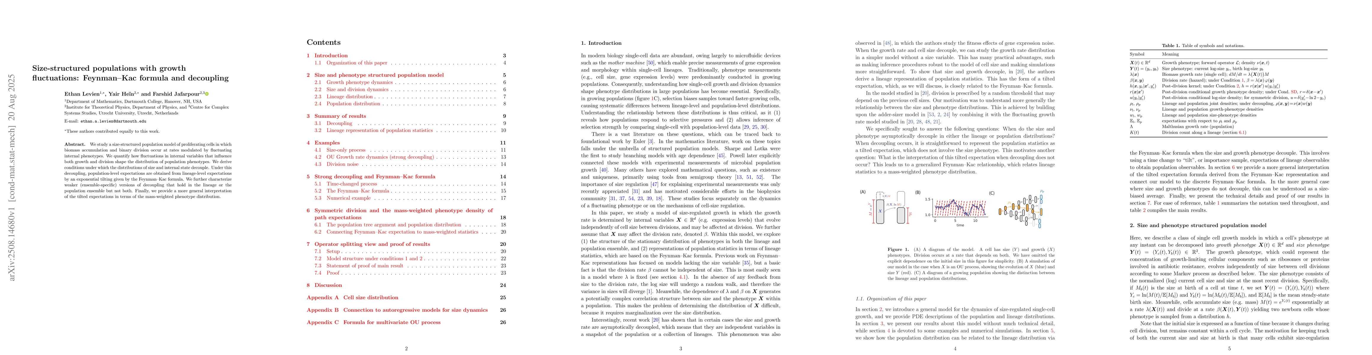 Thumbnail for Size-structured populations with growth fluctuations: Feynman--Kac
  formula and decoupling