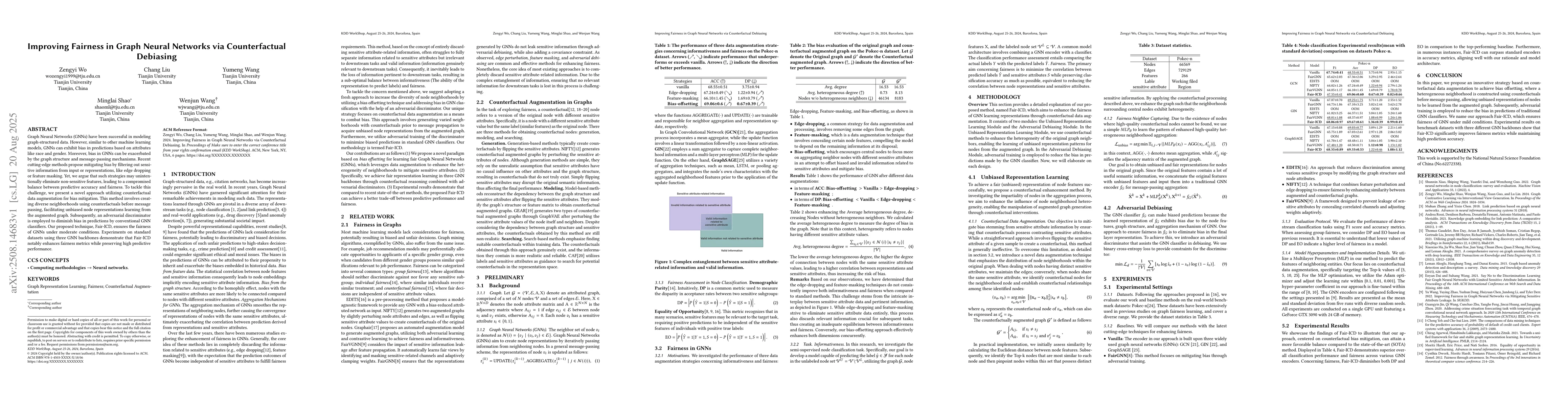 Thumbnail for Improving Fairness in Graph Neural Networks via Counterfactual Debiasing