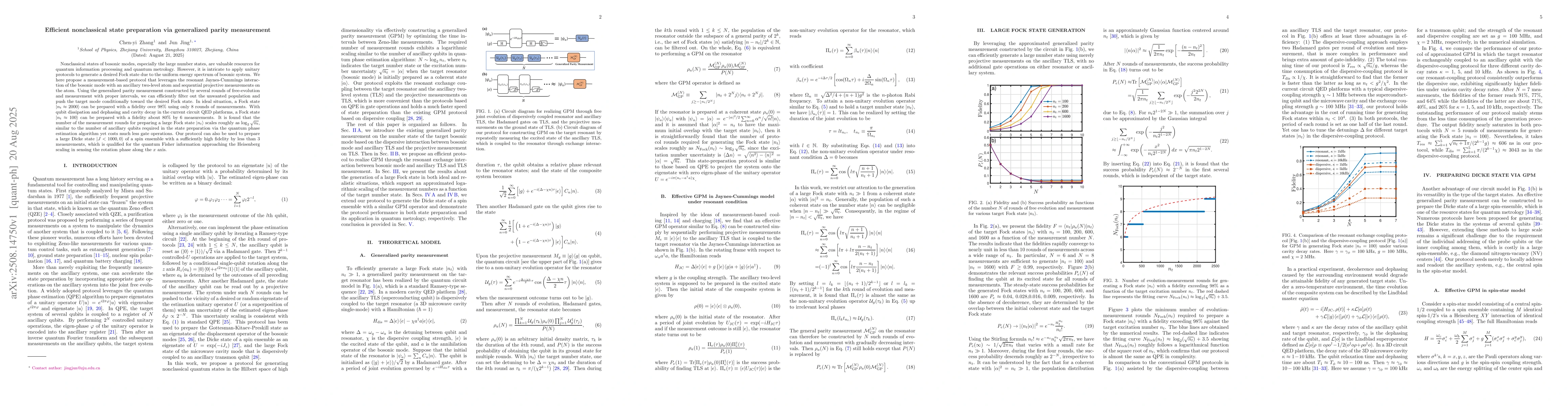 Thumbnail for Efficient nonclassical state preparation via generalized parity
  measurement